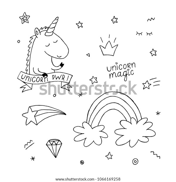 unicorn coloring book set rainbow star stock vector royalty