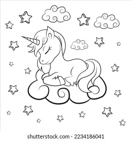 Unicorn Coloring Page Black and White