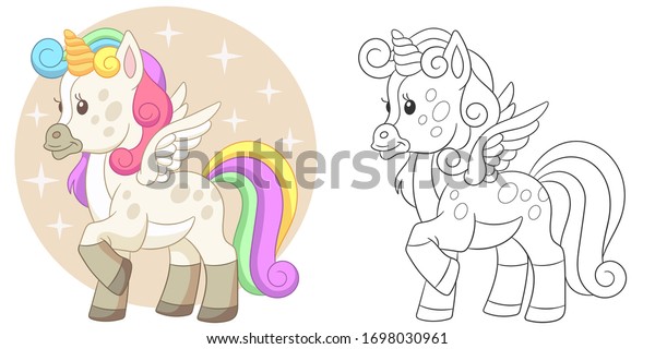 unicorn coloring page cartoon animal clipart stock vector