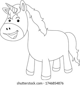 Unicorn coloring page cartoon vector art and illustration