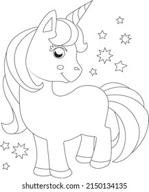 Unicorn coloring page for kids