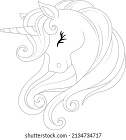 Unicorn Coloring Page Line Art Drawing Stock Vector (Royalty Free ...