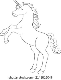 Unicorn Coloring Page Line Art Vector Stock Vector (Royalty Free ...