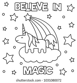 Unicorn. Coloring page. Vector illustration.