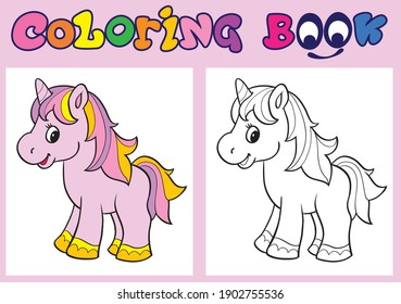 Unicorn. Coloring pages for childrens.