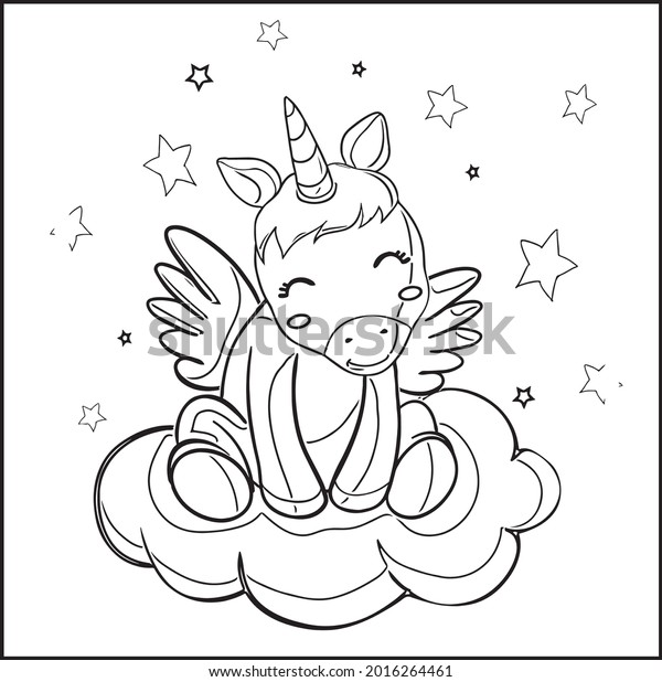 Unicorn Coloring Pages Isolated Outline Coloring Stock Vector (Royalty ...