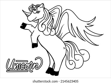 Unicorn Coloring Pages Kids Stock Vector (Royalty Free) 2145623405 ...