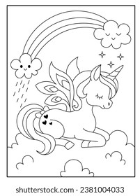 Unicorn coloring pages for kids