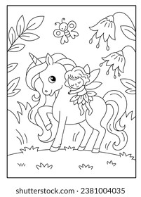 Unicorn coloring pages for kids