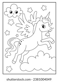 Unicorn coloring pages for kids