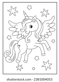 Unicorn coloring pages for kids