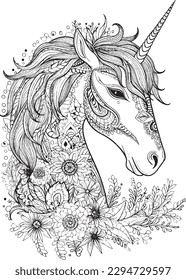 UNICORN COLORING PAGES FOR KIDS  AND ADULTS