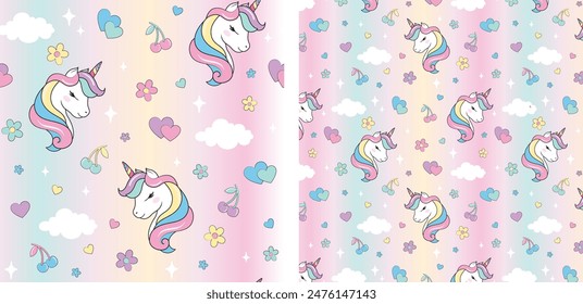 Unicorn colourful background seamless pattern