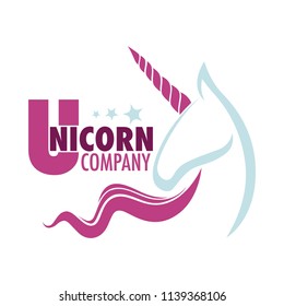 Unicorn company logo with white mythical horse