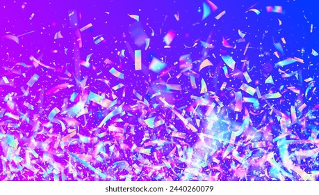 Unicorn Confetti. Carnival Glitter. Transparent Effect. Modern Ribbon. Pink Light Sparkle. Glare Concept. Laser Abstract Illustration. Digital Poster. Blue Unicorn Confetti