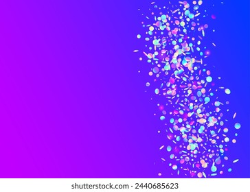 Unicorn Confetti. Glare Pattern. Carnival Burst. Falling Banner. 3d Isolated Template. Transparent Serpentine. Blue Laser Background. Modern Dust. Pink Unicorn Confetti