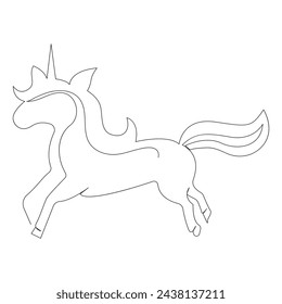 Unicorn continuous one line art drawing minimalist design vector and illustration