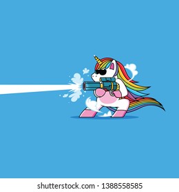 unicorn with a cool gun