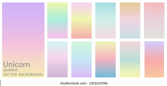 Unicorn cotton candy gradient theme color transitions vector template colorful sweet background graphic display design for web 