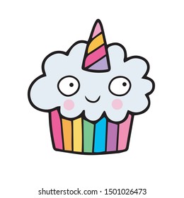Unicorn cupcake. Lovely vector illustration.