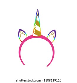 Unicorn cute cartoon in flat style for clothes or as logotype, badge, icon, card, poster, tattoo, invitation, banner template. Vector illustration. Girl, woman fashion banner, print, design. 