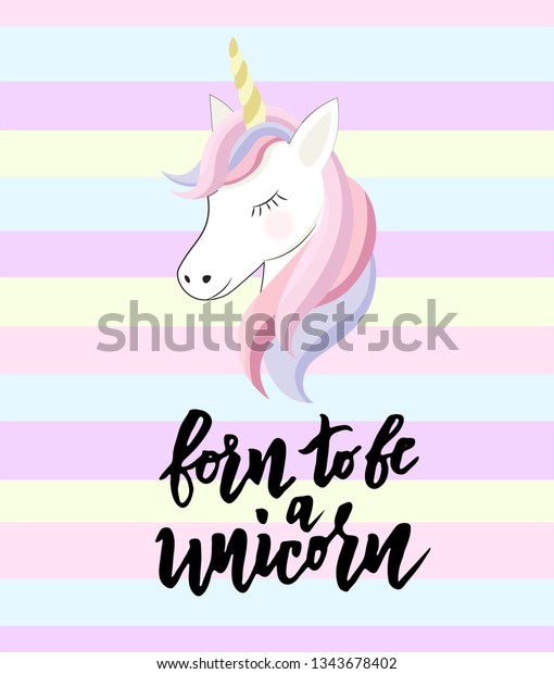Unicorn Cute Cartoon Flat Style Lettering Stock Vector Royalty