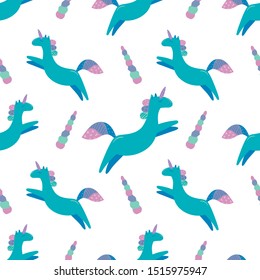 Unicorn in cute cartoon Skandinavian style pattern