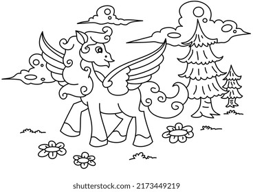 unicorn cute coloring page or book for kids