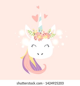 Unicorn cute illustration - card and shirt design