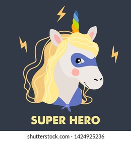 Unicorn cute illustration - card and shirt design