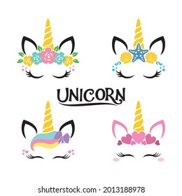Unicorn cute illustration - card and shirt design svg