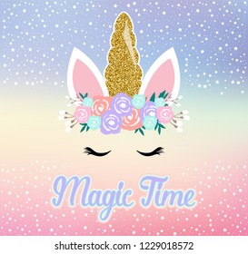 Unicorn cute illustration - magic time