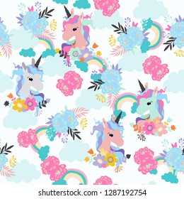 unicorn cute illustration vector seamless pattern
