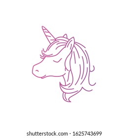 unicorn cute logo design vector template