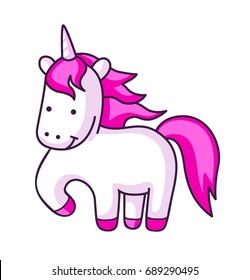 Unicorn. Cute magic cartoon animal. Sticker, patch, badge, pin. Vector illustration.