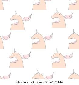 Patrón unicornio lindo sin costuras. Ilustración de fondo claro.Vector.