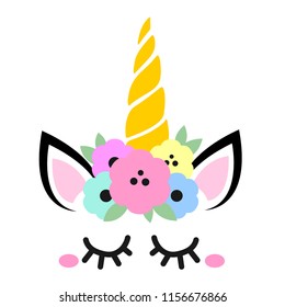 Unicorn with cute simple flowers