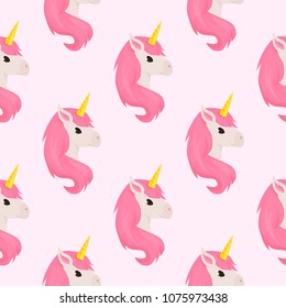 Unicorn cute vector animals character seamless pattern illustration fantasy magic design rainbow horse beautiful fairytale background. Fairy tale sweet cartoon magical horse with horn.