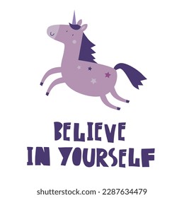 Unicorn cute vector illustration print