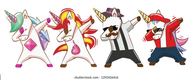 unicorn dabbing cartoon