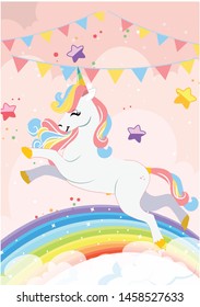 Unicorn Design In Rainbow Party