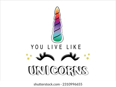 Unicorn design and tex.t. unicorn . Textile graphic t-shirt print. Vector illustration design