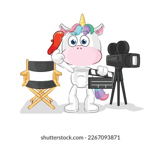 the unicorn director mascot. cartoon vector