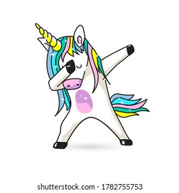 Unicorn doing the dab dance move, funny vector design svg