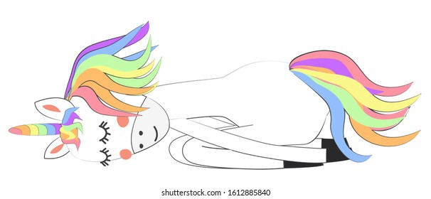 Unicorn doing yoga. Enlightenment, exercise, design, healthy lifestyle, Scandinavian style, children's print