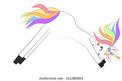 Unicorn doing yoga. Enlightenment, exercise, design, healthy lifestyle, Scandinavian style, children's print