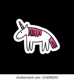 unicorn doodle icon, sticker