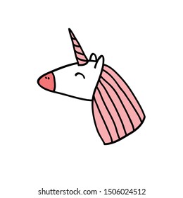 unicorn doodle icon, vector illustration