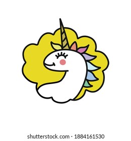 ícono de doodle de unicornio, ilustración vectorial