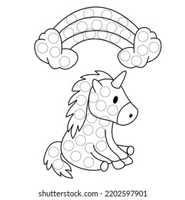 Unicorn Dot Marker Coloring Pages. Vector coloring page for kids.